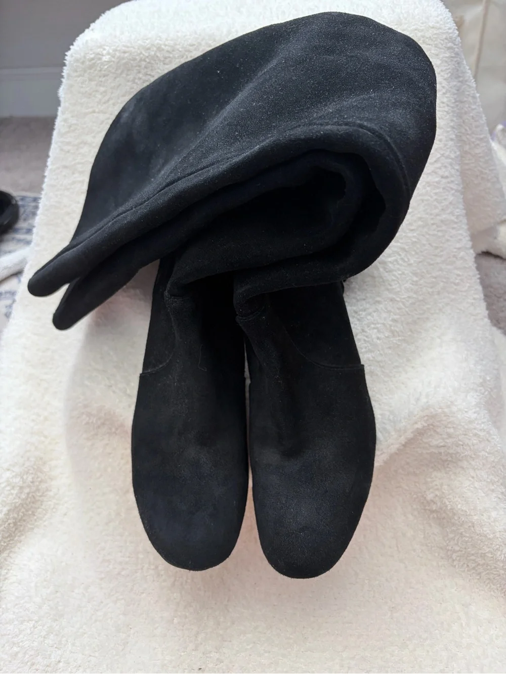 Vince Camuto Black Suede Over-the-Knee Tassel Lace-Up Boots
